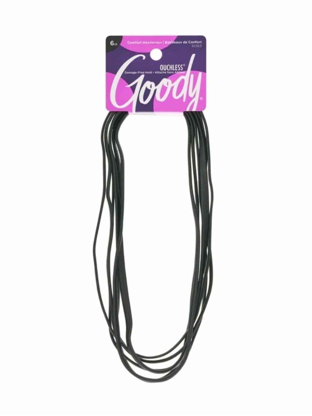 Black Ouchless Goody Headband 6 Pack
